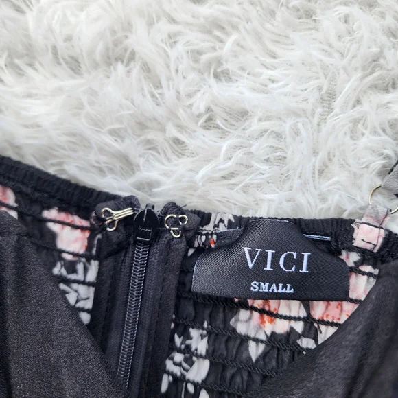 Vici Black Floral Embroidered Peplum Tank - Picture 7 of 8